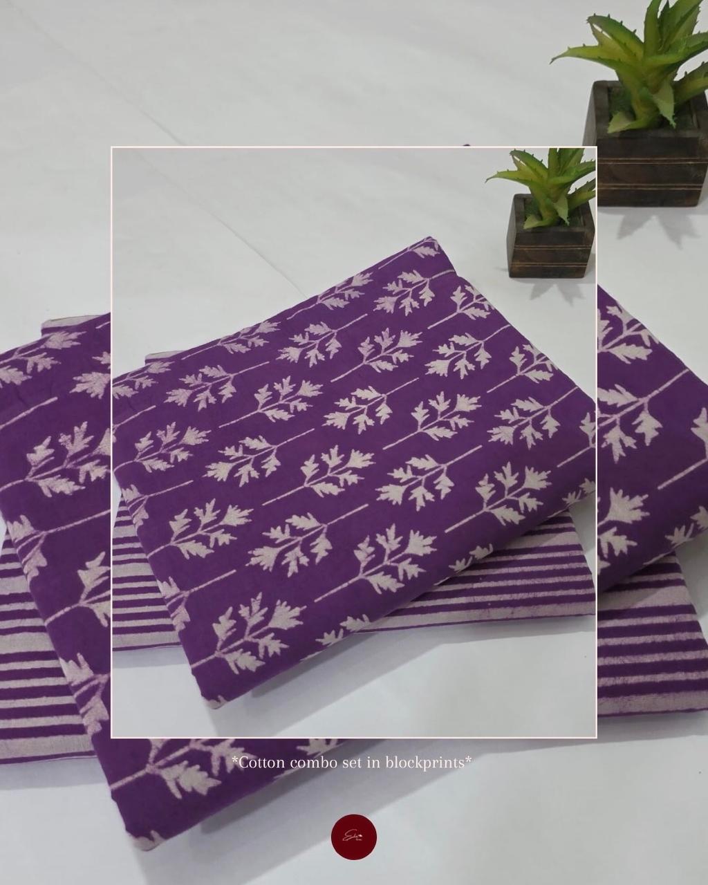 Hand block Cotton unstitched combo sets