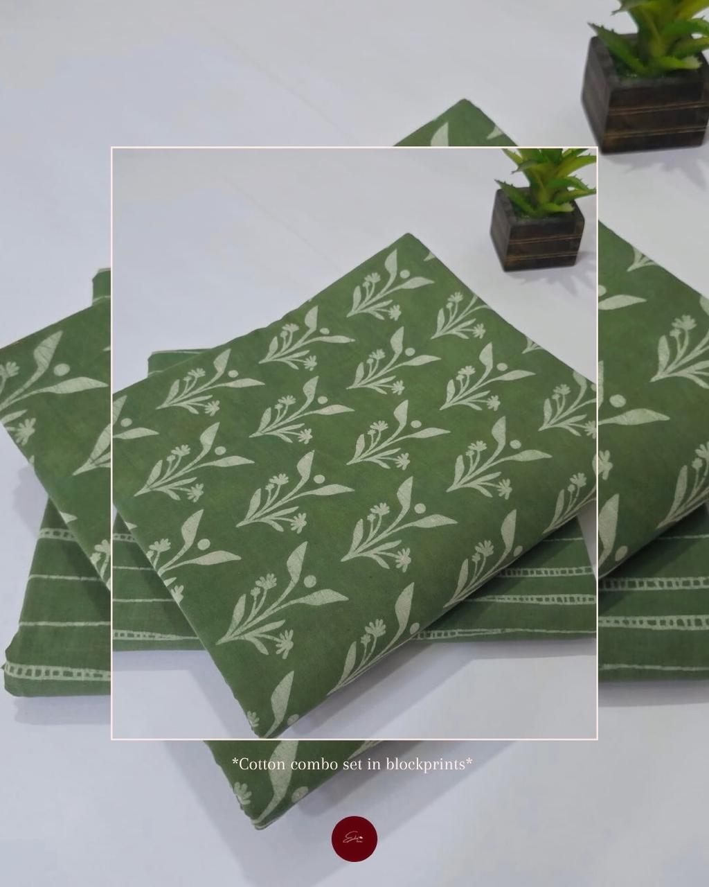 Hand block Cotton unstitched combo sets