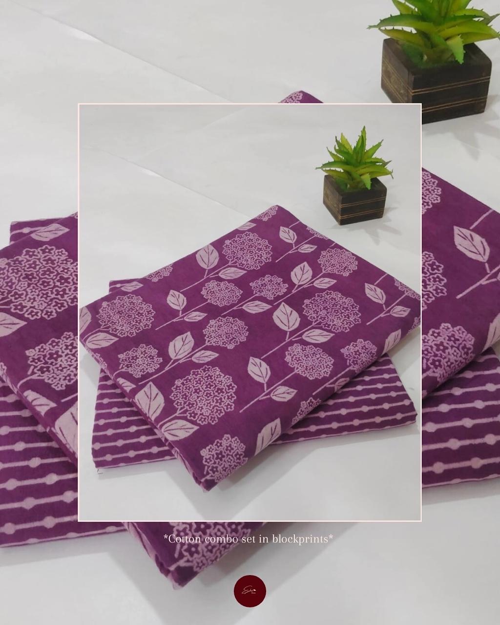 Hand block Cotton unstitched combo sets