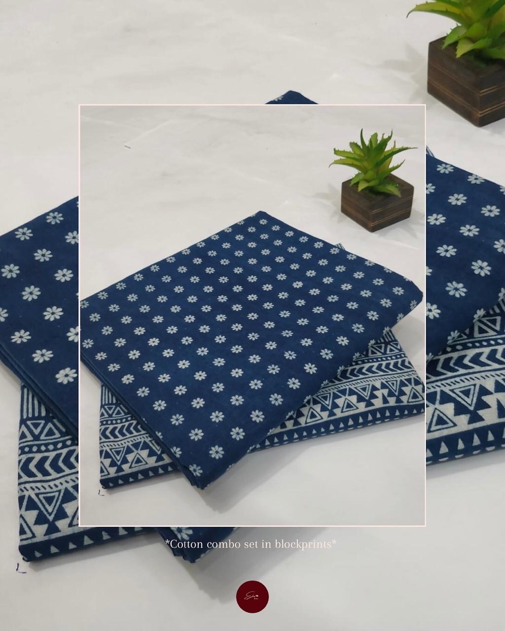 Hand block Cotton unstitched combo sets