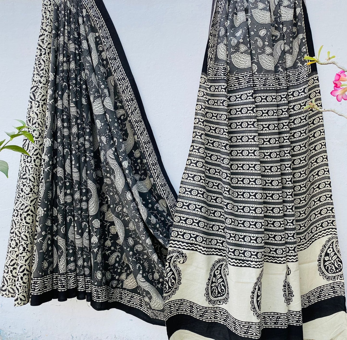 Mul mul cotton sarees in hand block prints