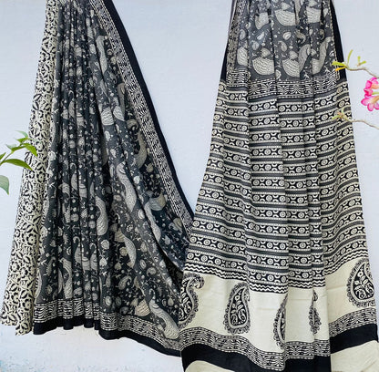 Mul mul cotton sarees in hand block prints