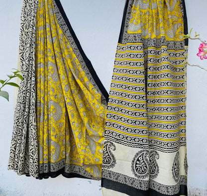 Mul mul cotton sarees in hand block prints