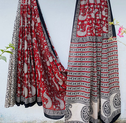 Mul mul cotton sarees in hand block prints