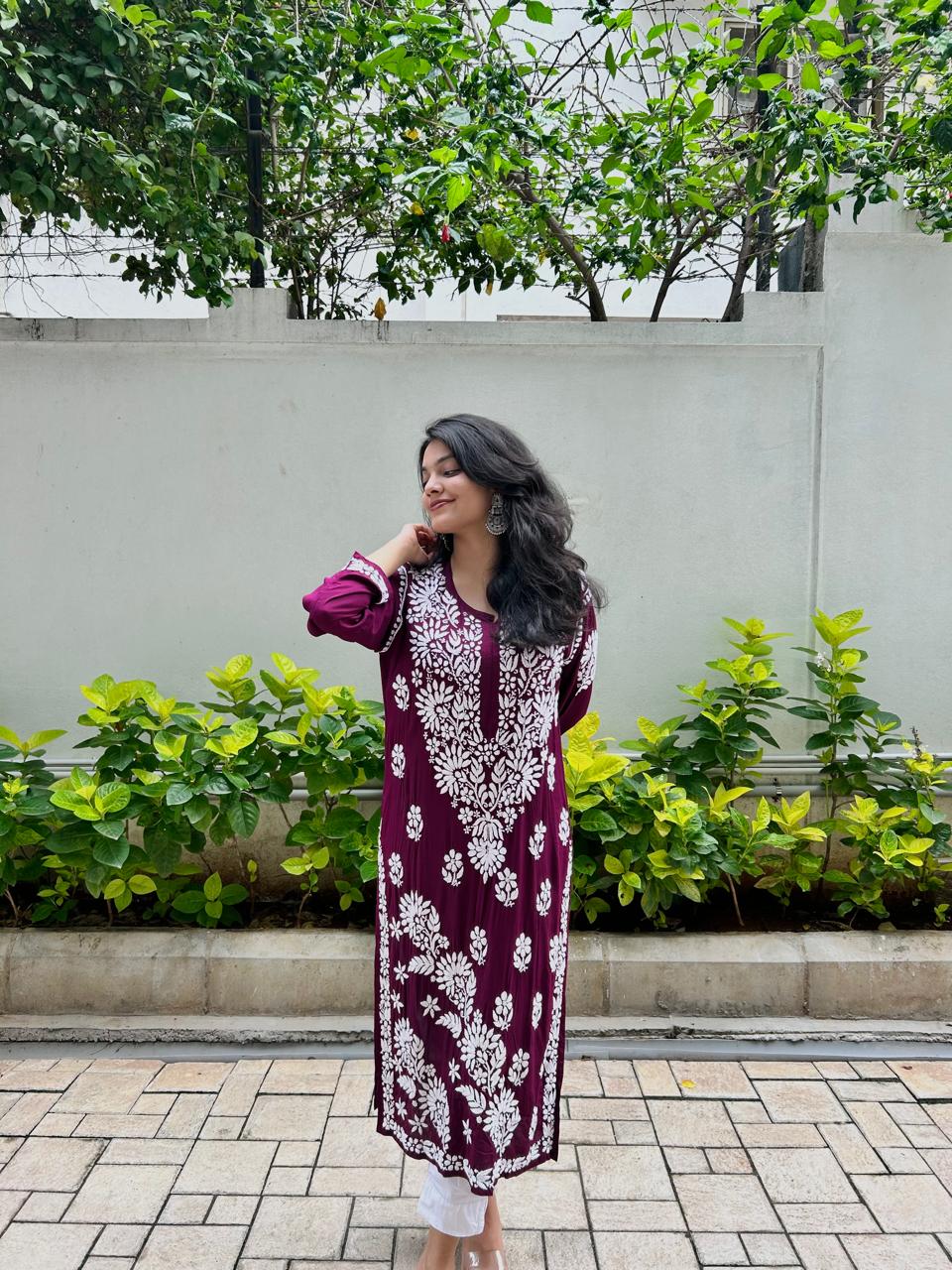 Chikankari long kurti
