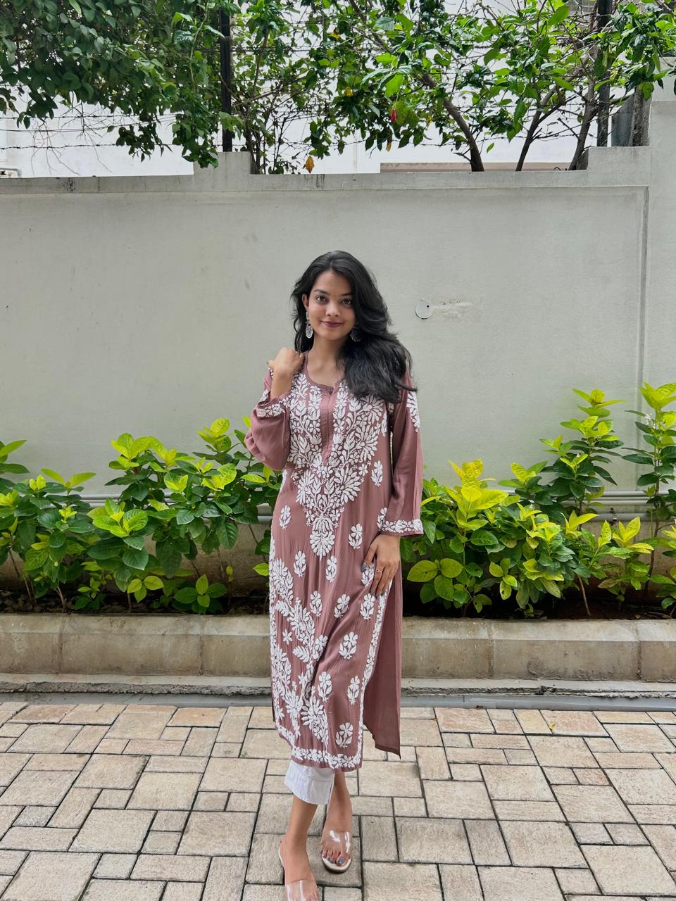 Chikankari long kurti