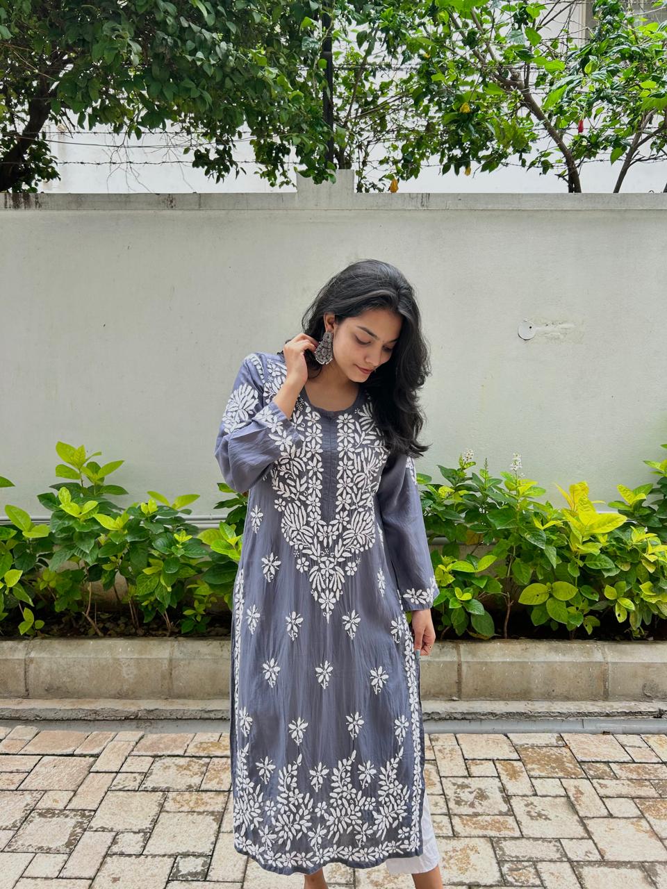 Chikankari long kurti