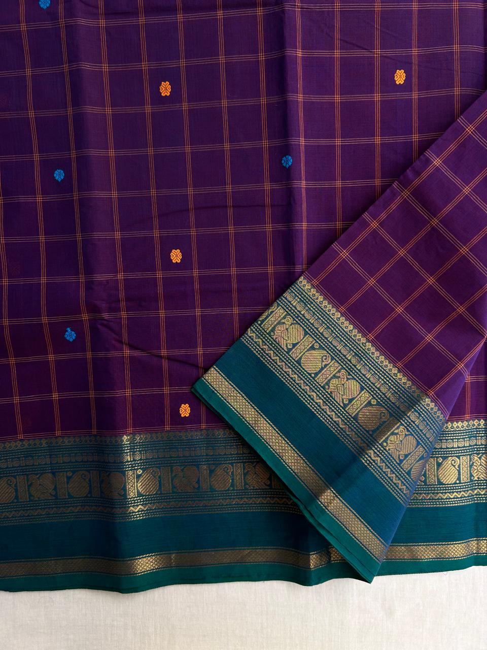 Kanchi cotton checks saree