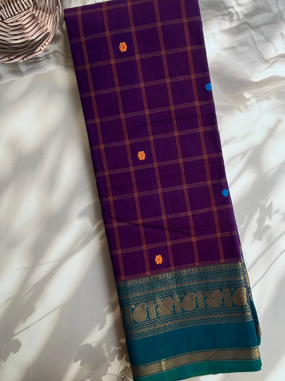 Kanchi cotton checks saree