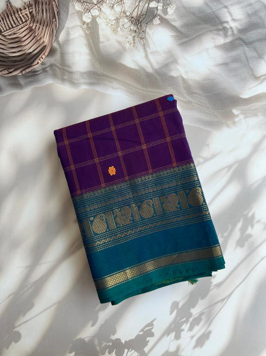 Kanchi cotton checks saree