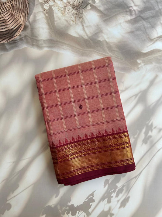 Kanchi cotton checks saree