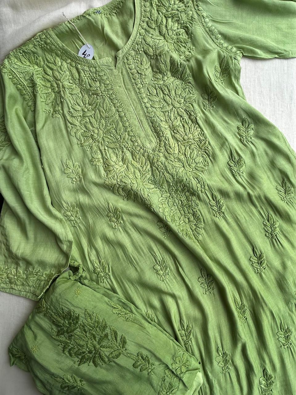 Muslin Chikankari handwork kurta set