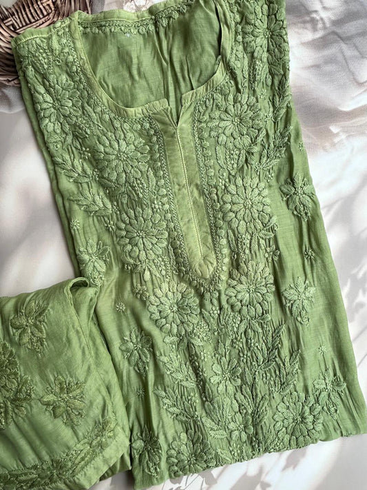Muslin Chikankari handwork kurta set
