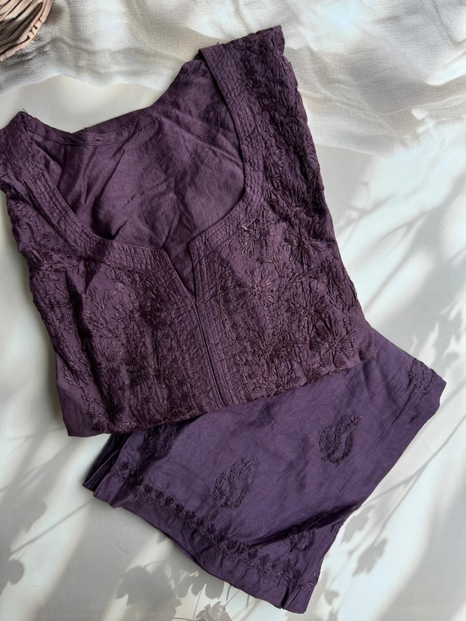 Chikankari kurti pant set