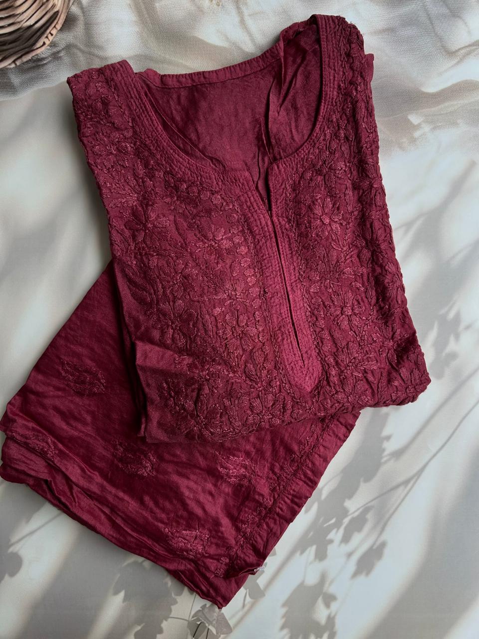 Chikankari kurti pant set
