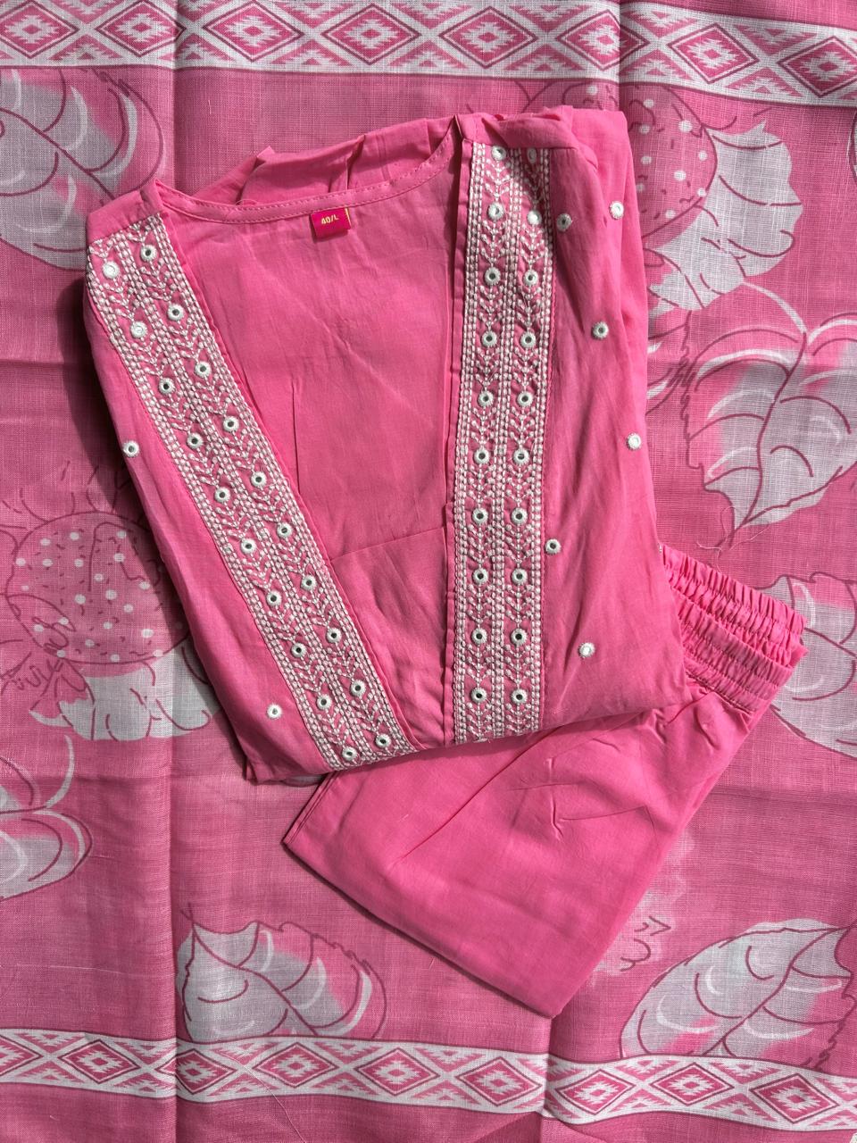 Pink Cotton Kurta set
