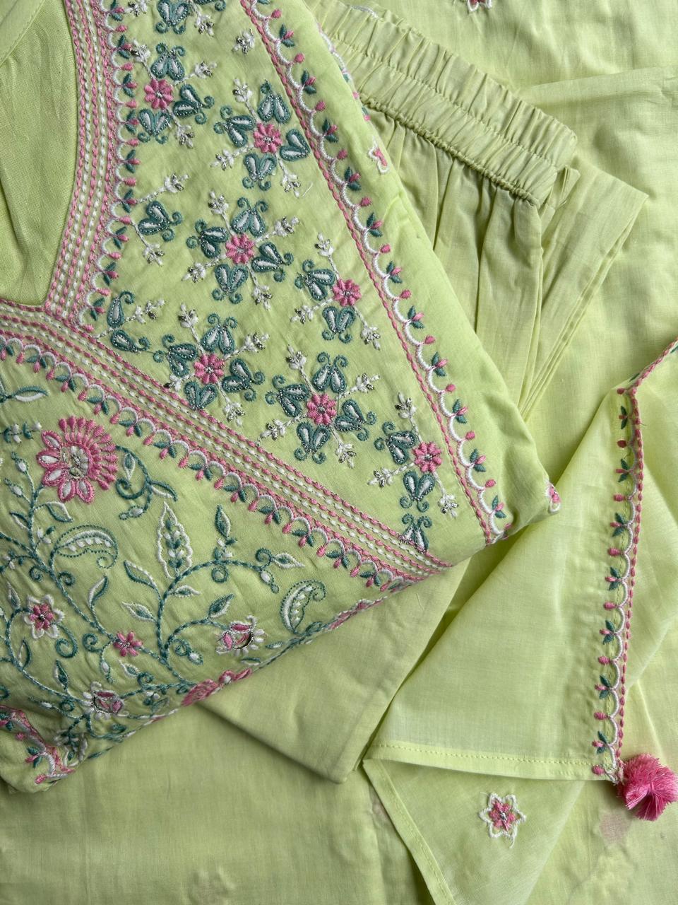Embroidered Cotton Kurta set