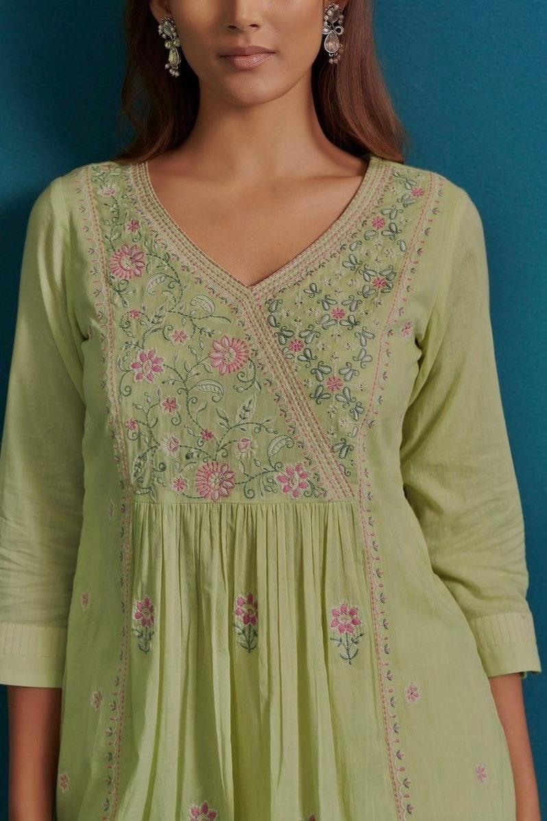 Embroidered Cotton Kurta set