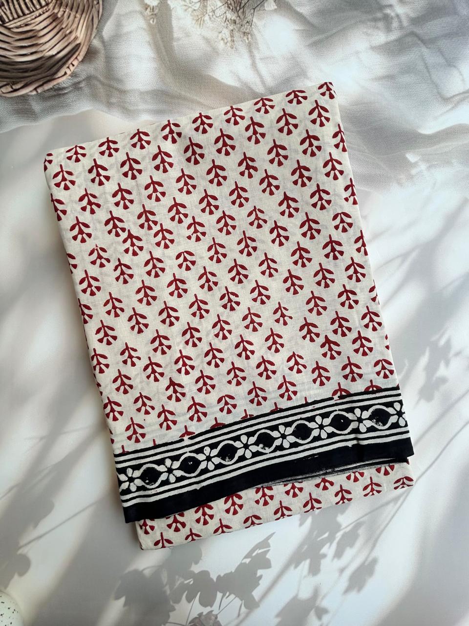 Hand block mul mul saree