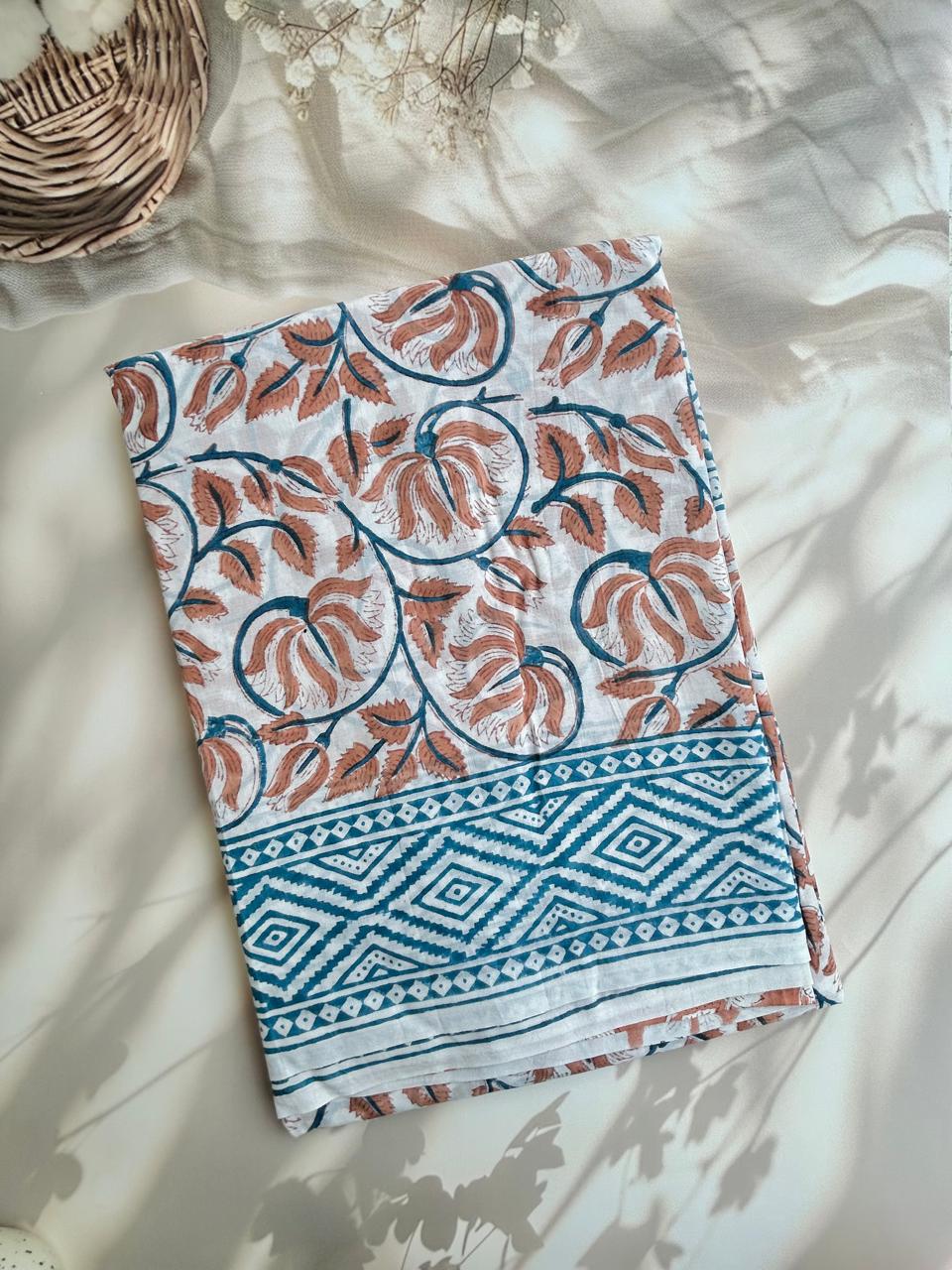 Hand block mul mul saree