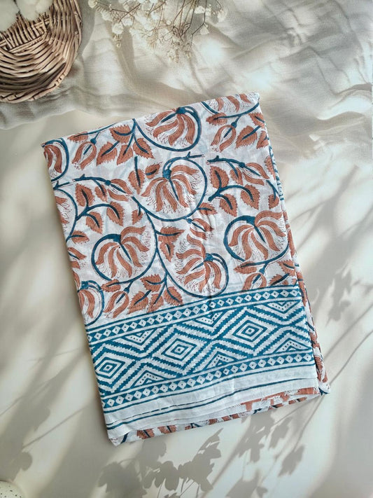Hand block mul mul saree