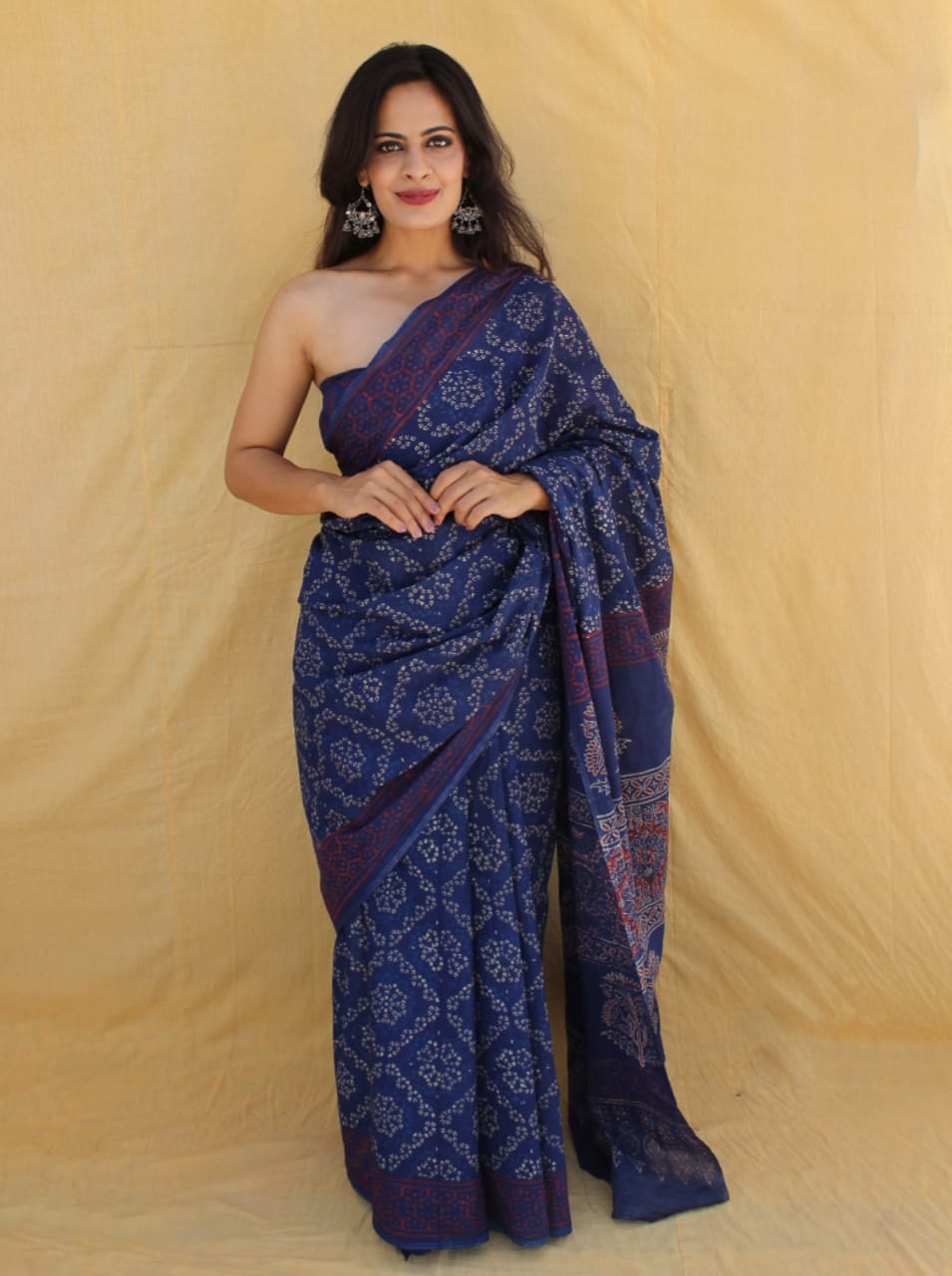 Mul mul cotton saree in block prints
