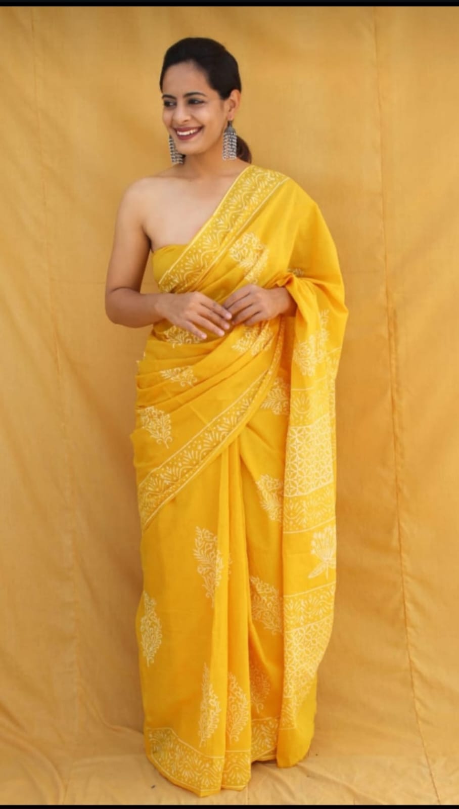 Mul mul cotton saree in block prints