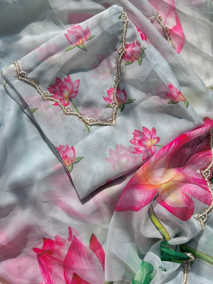 Floral Organza lotus Saree