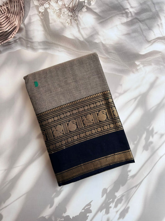 Kanchi cotton saree grey and black