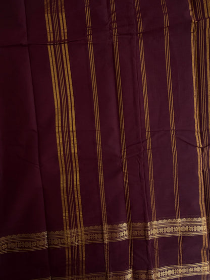 Kanchi cotton saree in zari weaves maroonish brown