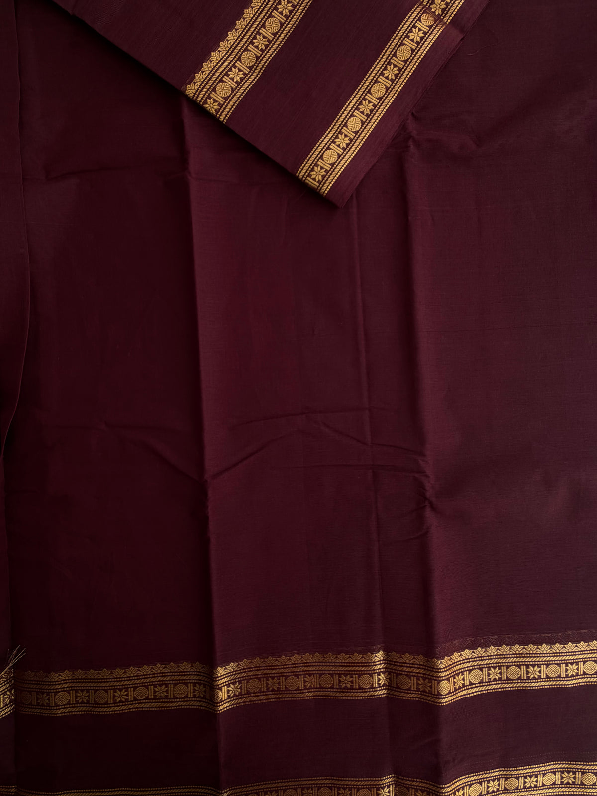 Kanchi cotton saree in zari weaves maroonish brown