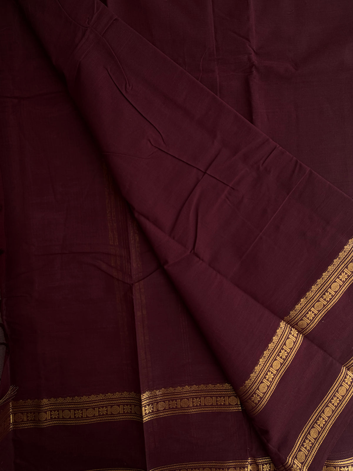 Kanchi cotton saree in zari weaves maroonish brown