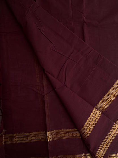 Kanchi cotton saree in zari weaves maroonish brown