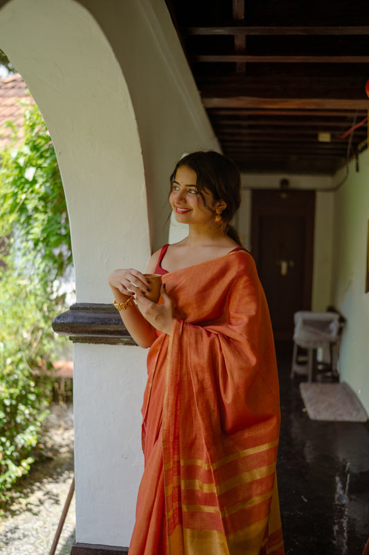 Handloom Tissue linen saree