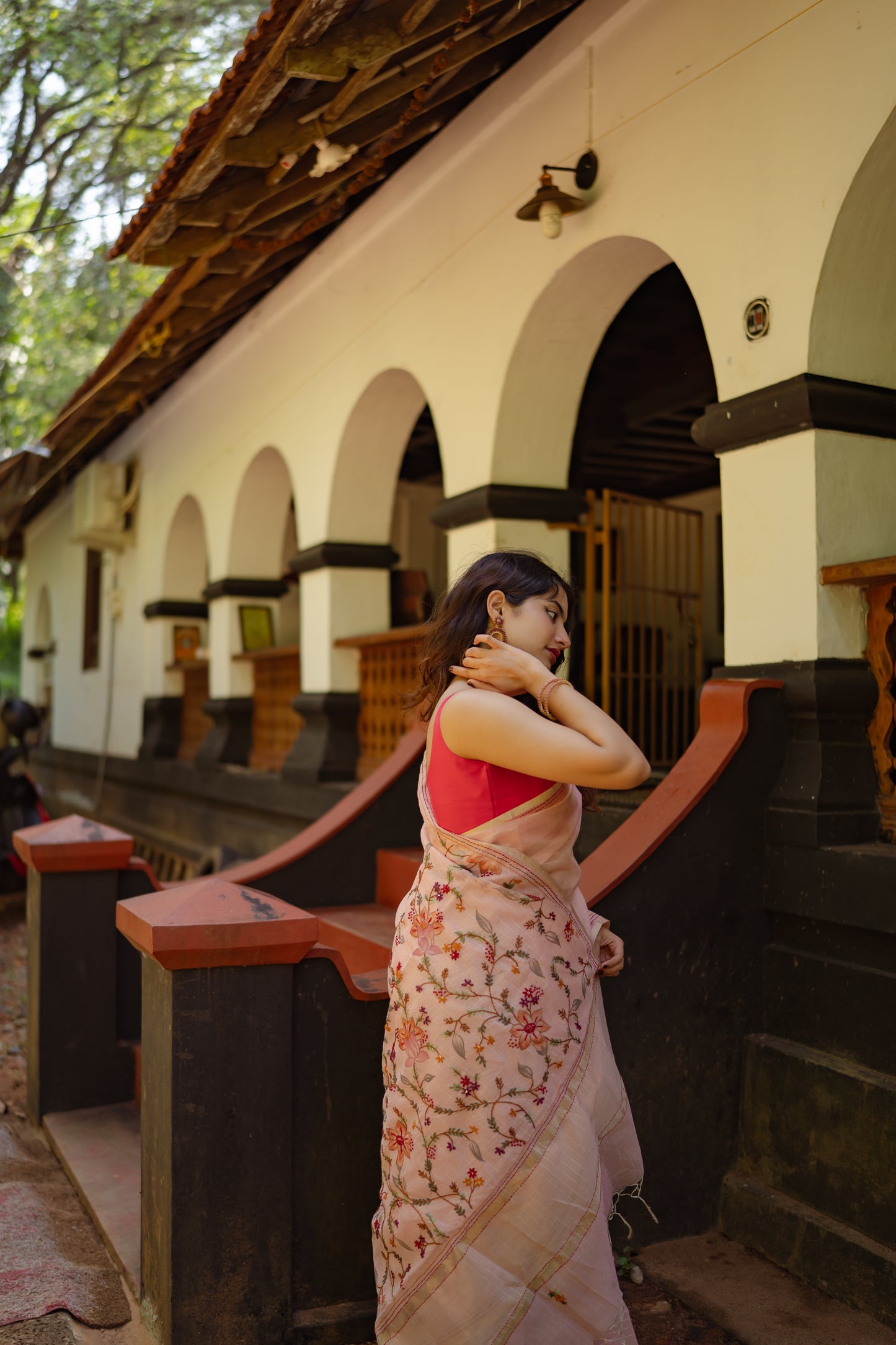 French Knot embroidered Kota silk saree