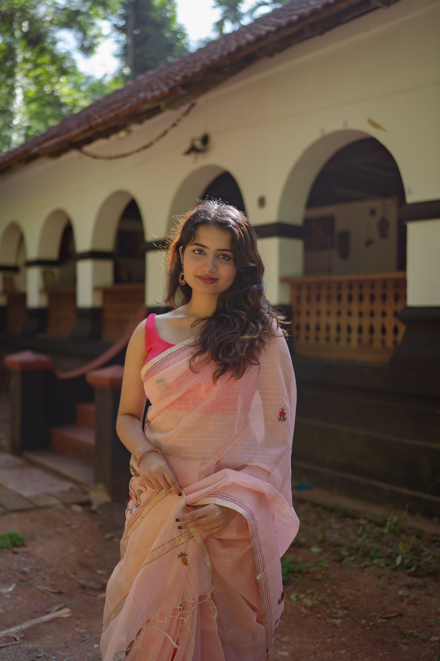 French Knot embroidered Kota silk saree