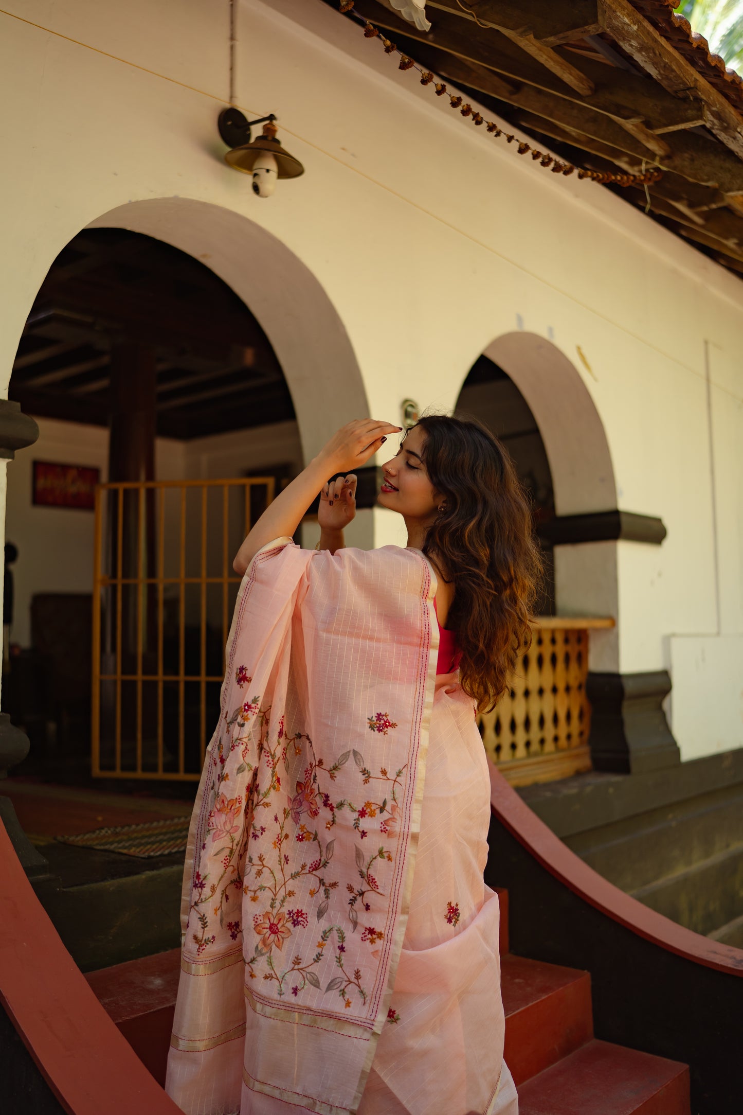 French Knot embroidered Kota silk saree