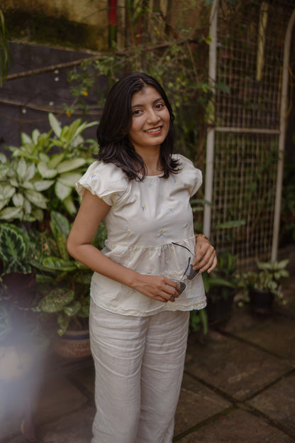 Cotton Embroidered top Off white