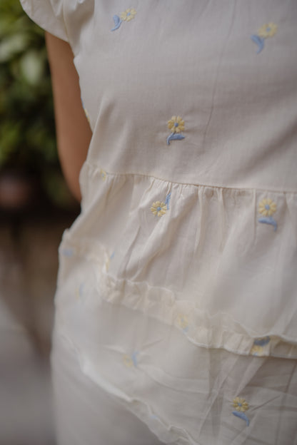 Cotton Embroidered top Off white