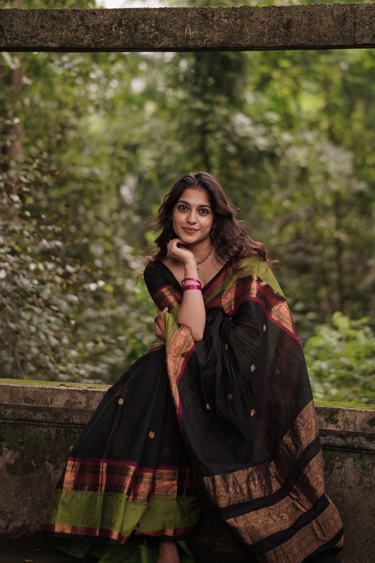 Black Kanchi cotton saree