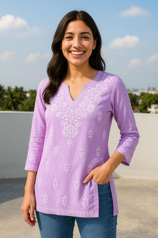 Cotton Chikankari short kurti