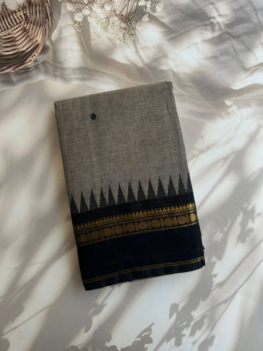 Kanchi cotton saree grey and black