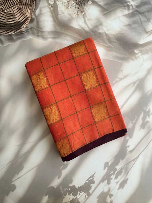 Kanchi cotton saree with premium zari weaves