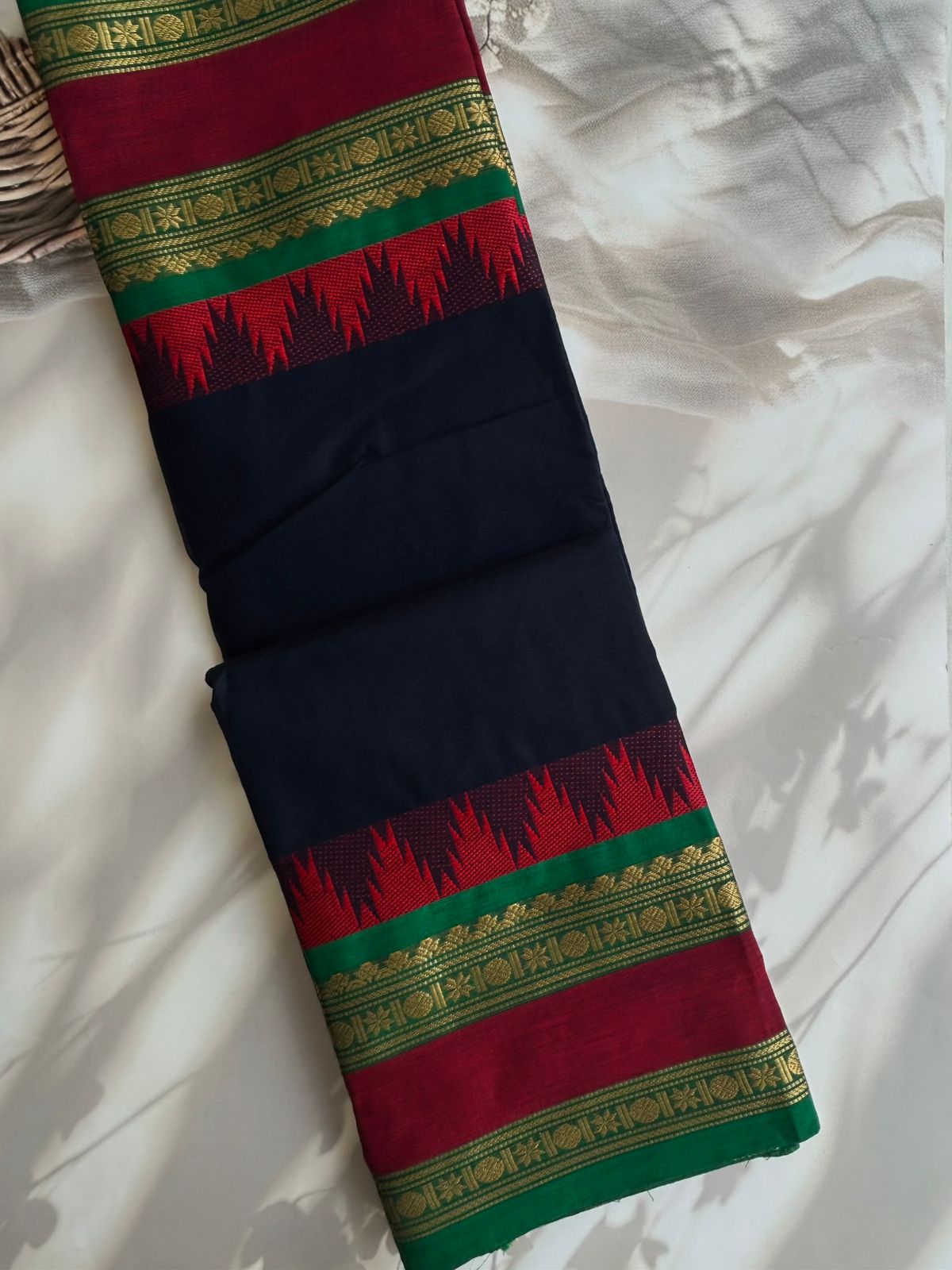Kanchi cotton saree - navy blue