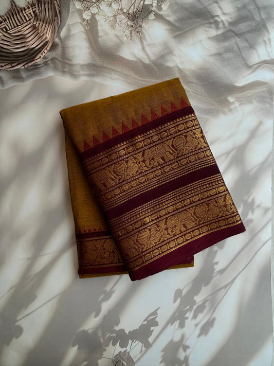 Kanchi cotton saree with rettapet border