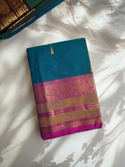 Kanchi cotton saree with butta weaves
