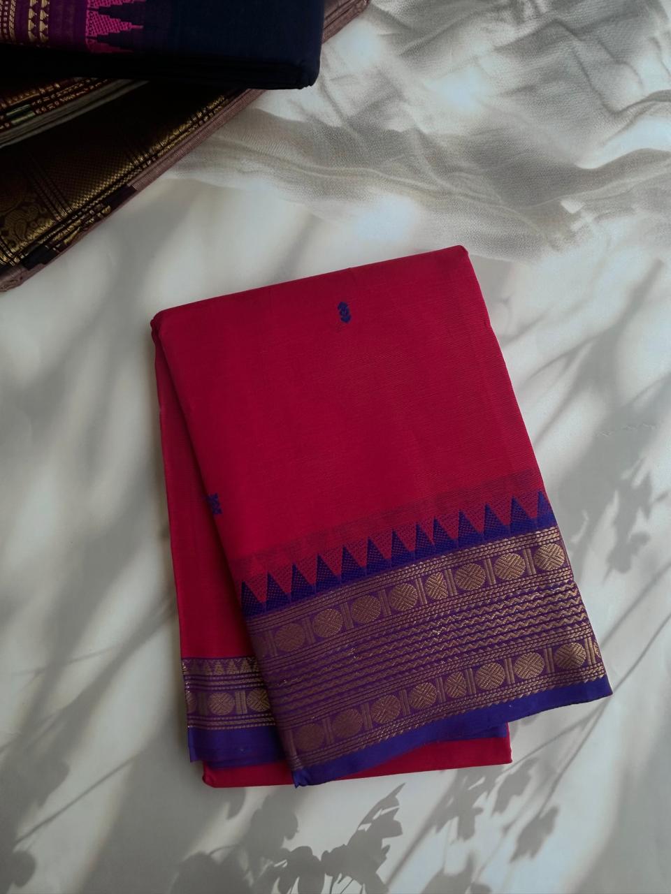 Kanchi cotton saree with butta weaves