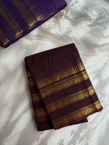 Kanchi cotton saree with rettapetta border