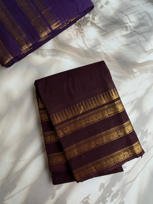 Kanchi cotton saree with rettapetta border