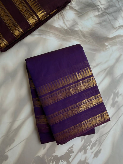 Kanchi cotton saree with rettapetta border